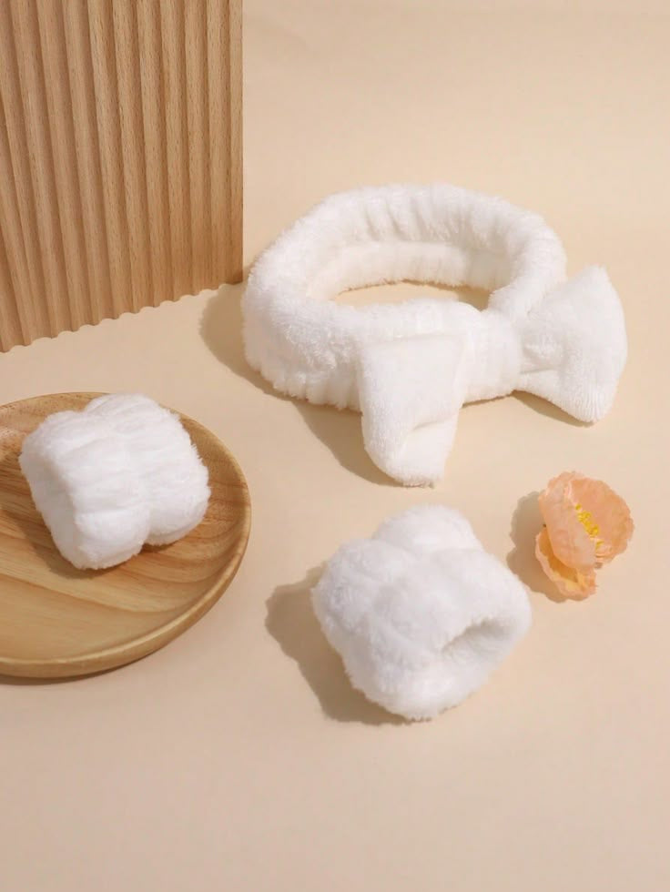 Spa Headband for Washing Face Wristband Set Sponge Soft Terry Cloth Makeup Skincare