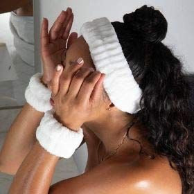 Spa Headband for Washing Face Wristband Set Sponge Soft Terry Cloth Makeup Skincare