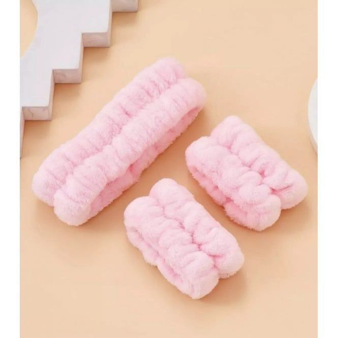 Spa Headband for Washing Face Wristband Set Sponge Soft Terry Cloth Makeup Skincare