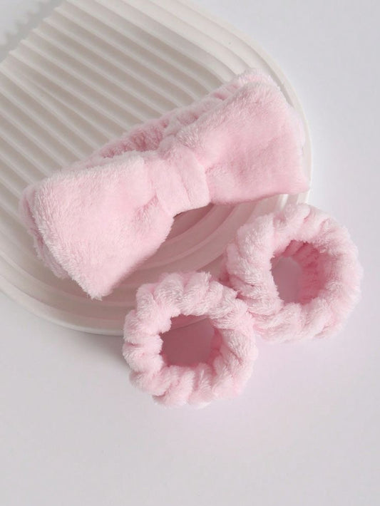 Spa Headband for Washing Face Wristband Set Sponge Soft Terry Cloth Makeup Skincare