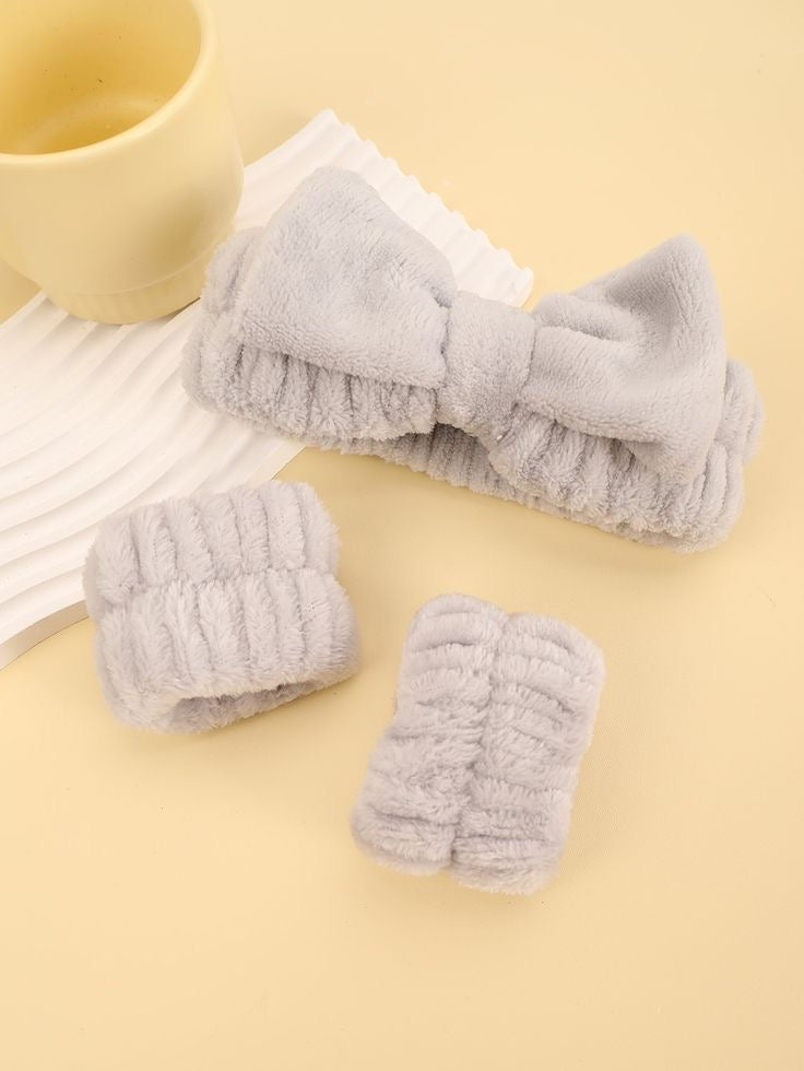 Spa Headband for Washing Face Wristband Set Sponge Soft Terry Cloth Makeup Skincare
