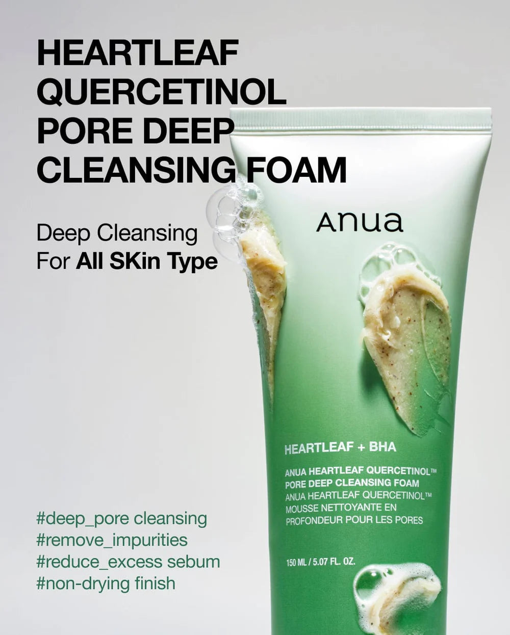 Anua - Heartleaf Quercetinol Pore Deep
Cleansing Foam