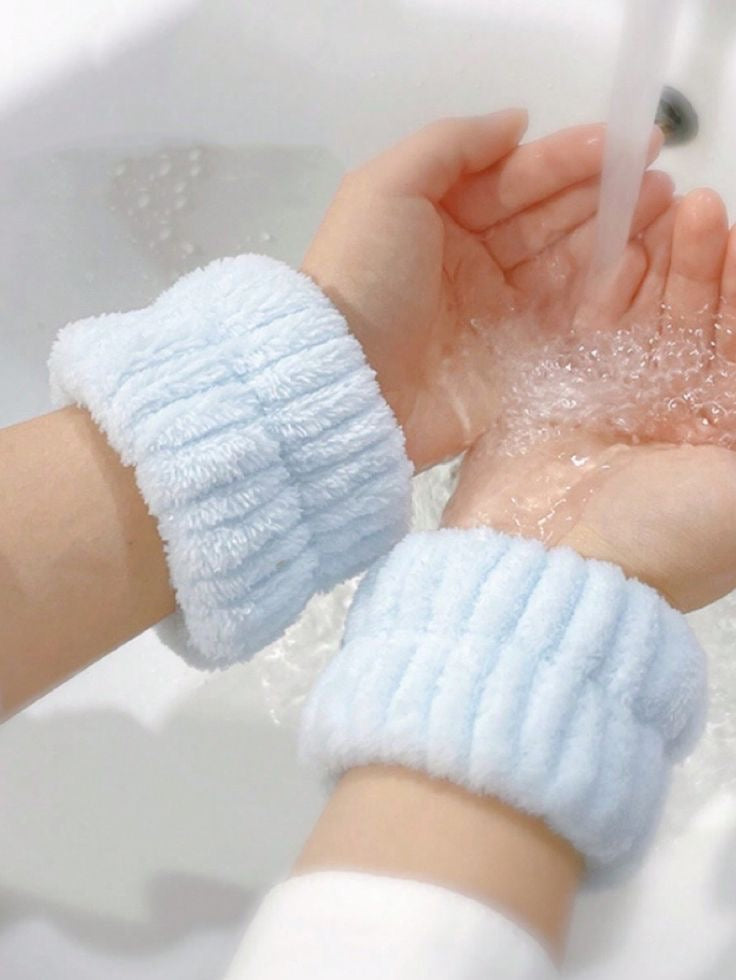 Spa Headband for Washing Face Wristband Set Sponge Soft Terry Cloth Makeup Skincare